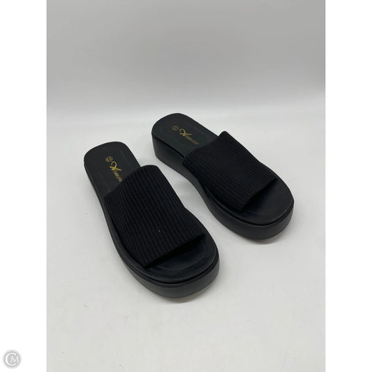 Sandals Heels Wedge By Clothes Mentor In Black, Size: 6.5