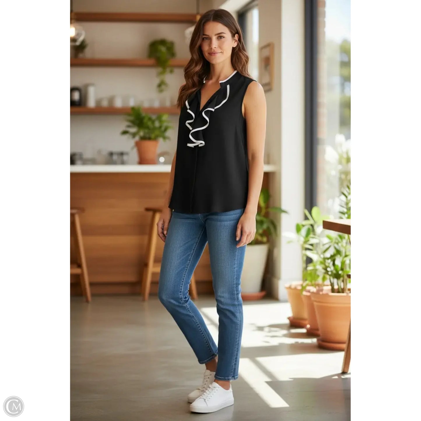 Top Sleeveless By Calvin Klein In Black, Size: M