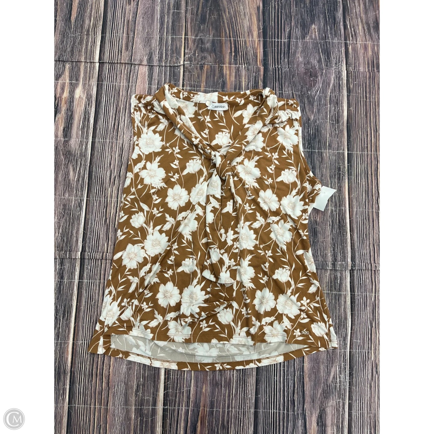 Top Sleeveless By Calvin Klein In Tan, Size: M