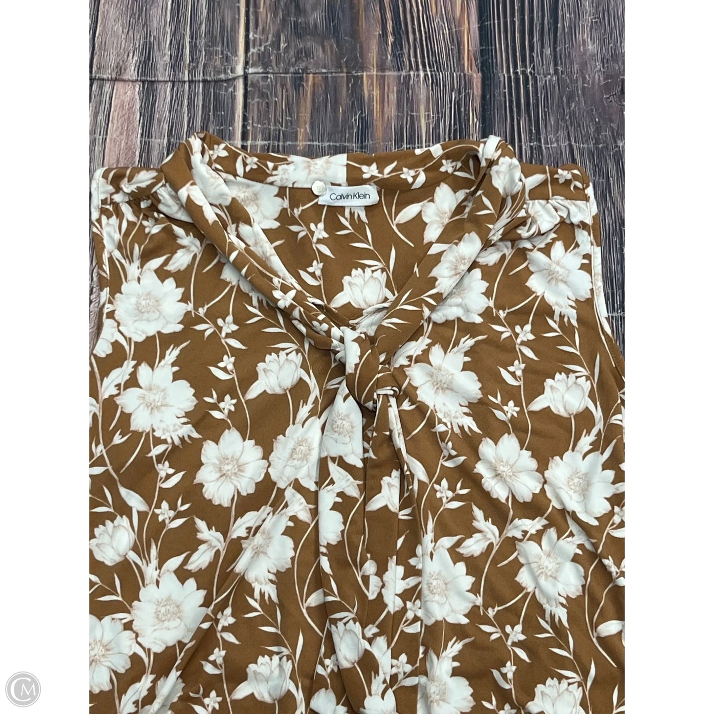 Top Sleeveless By Calvin Klein In Tan, Size: M