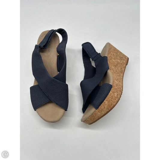 Sandals Heels Wedge By Clarks In Blue, Size: 7.5