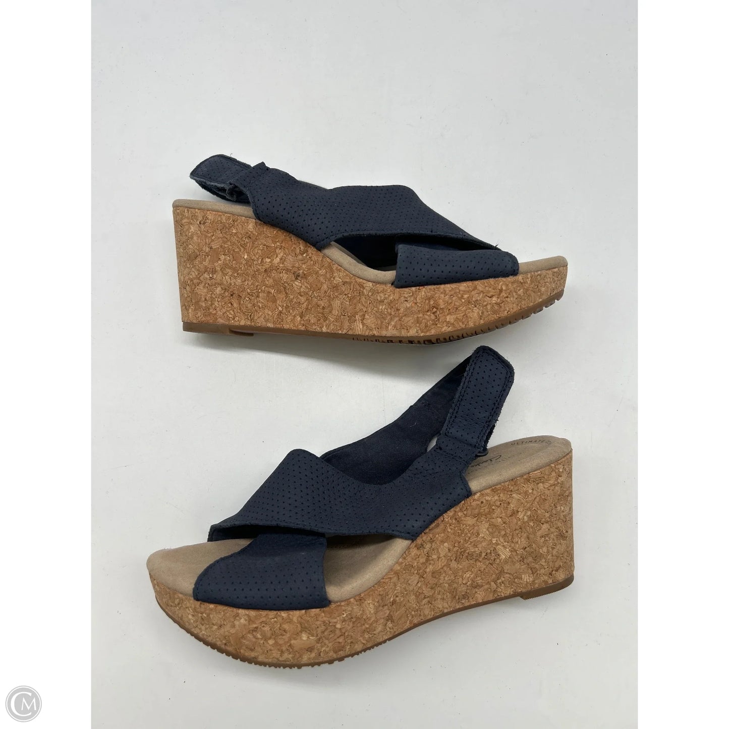 Sandals Heels Wedge By Clarks In Blue, Size: 7.5