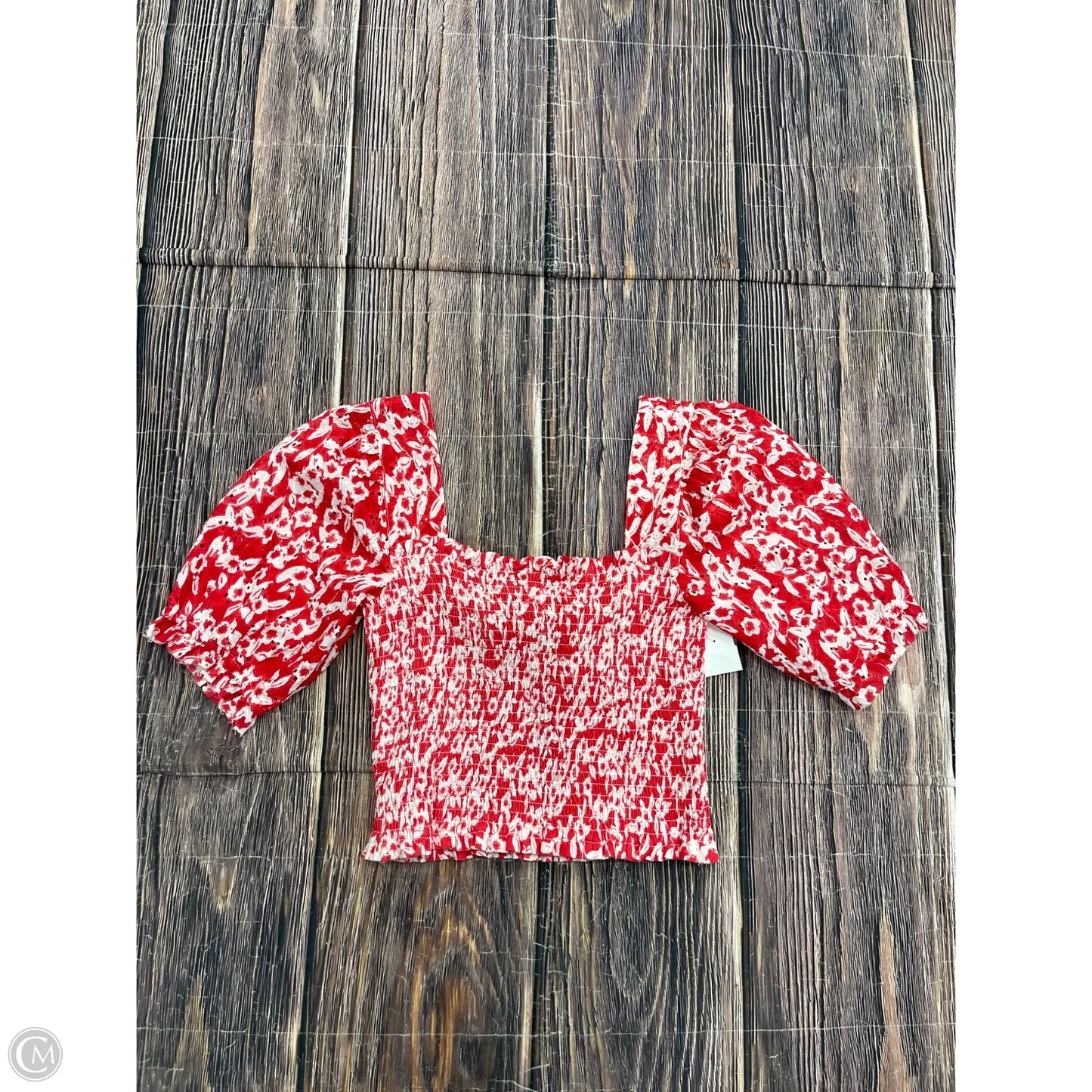Top Short Sleeve By Anthropologie In Red, Size: Xs