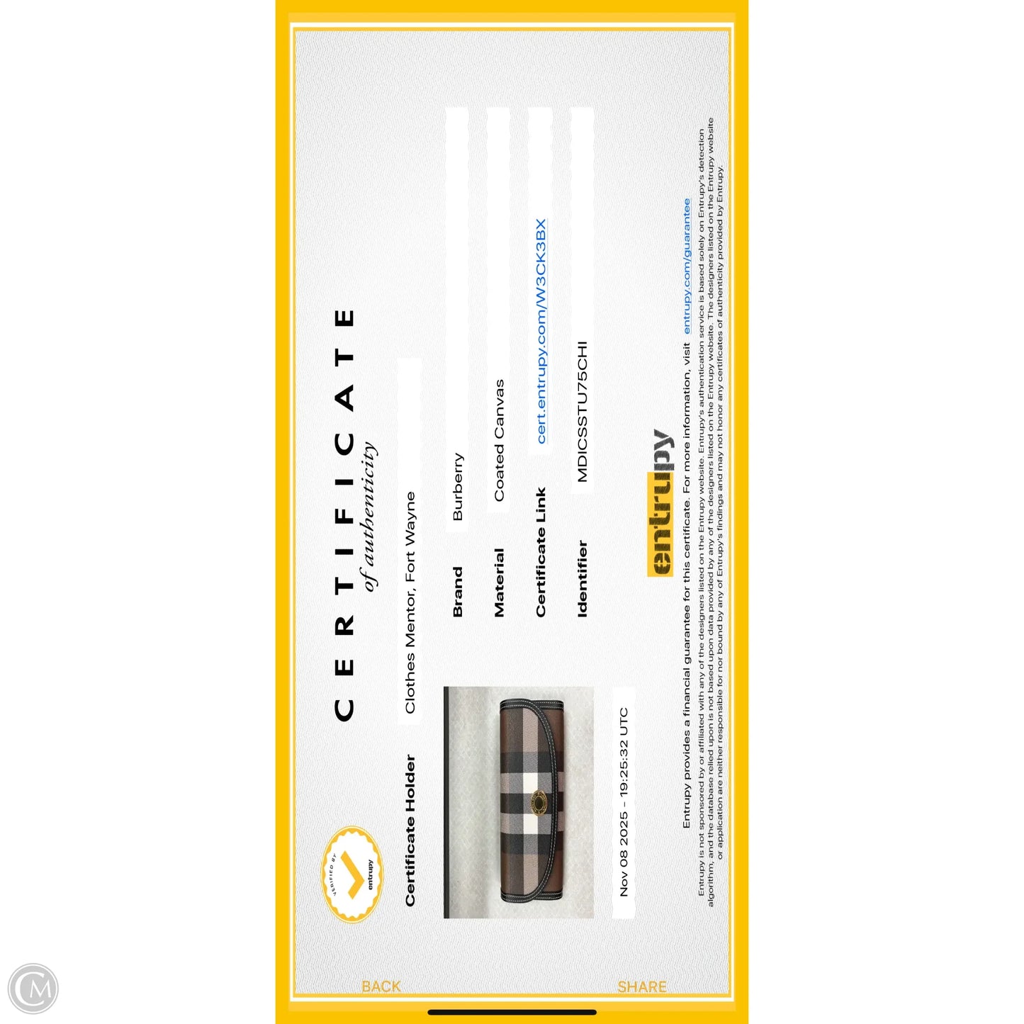 Wallet Luxury Designer By Burberry, Size: Medium