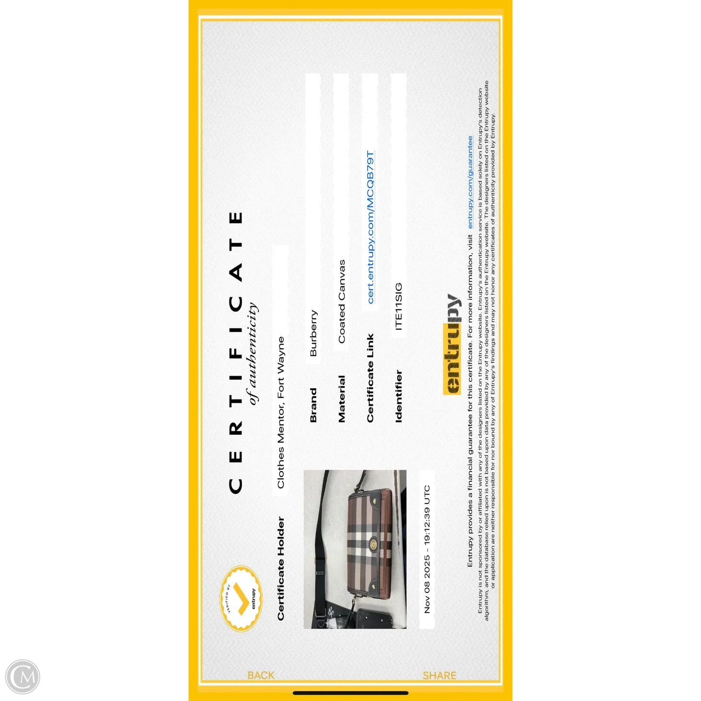 Handbag Luxury Designer By Burberry, Size: Medium