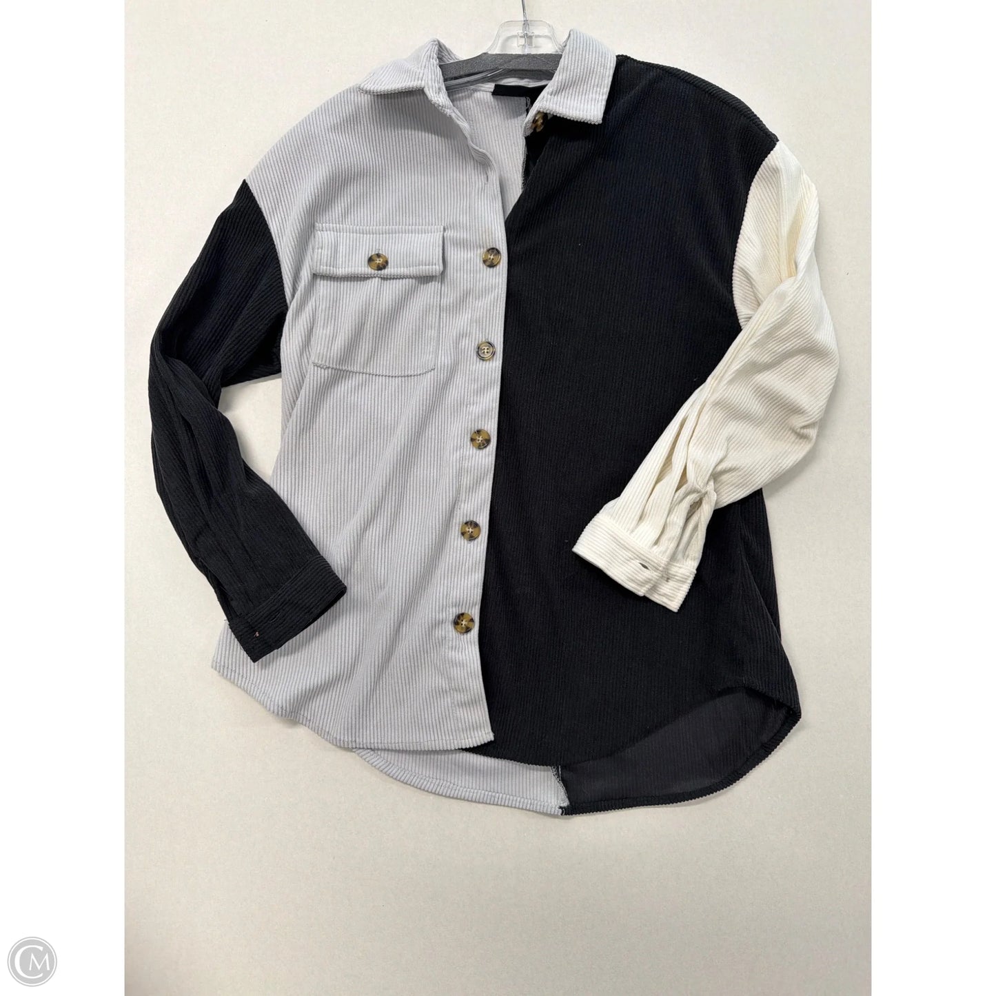 Jacket Shirt By Jolie & Joy In Black & Grey, Size: S