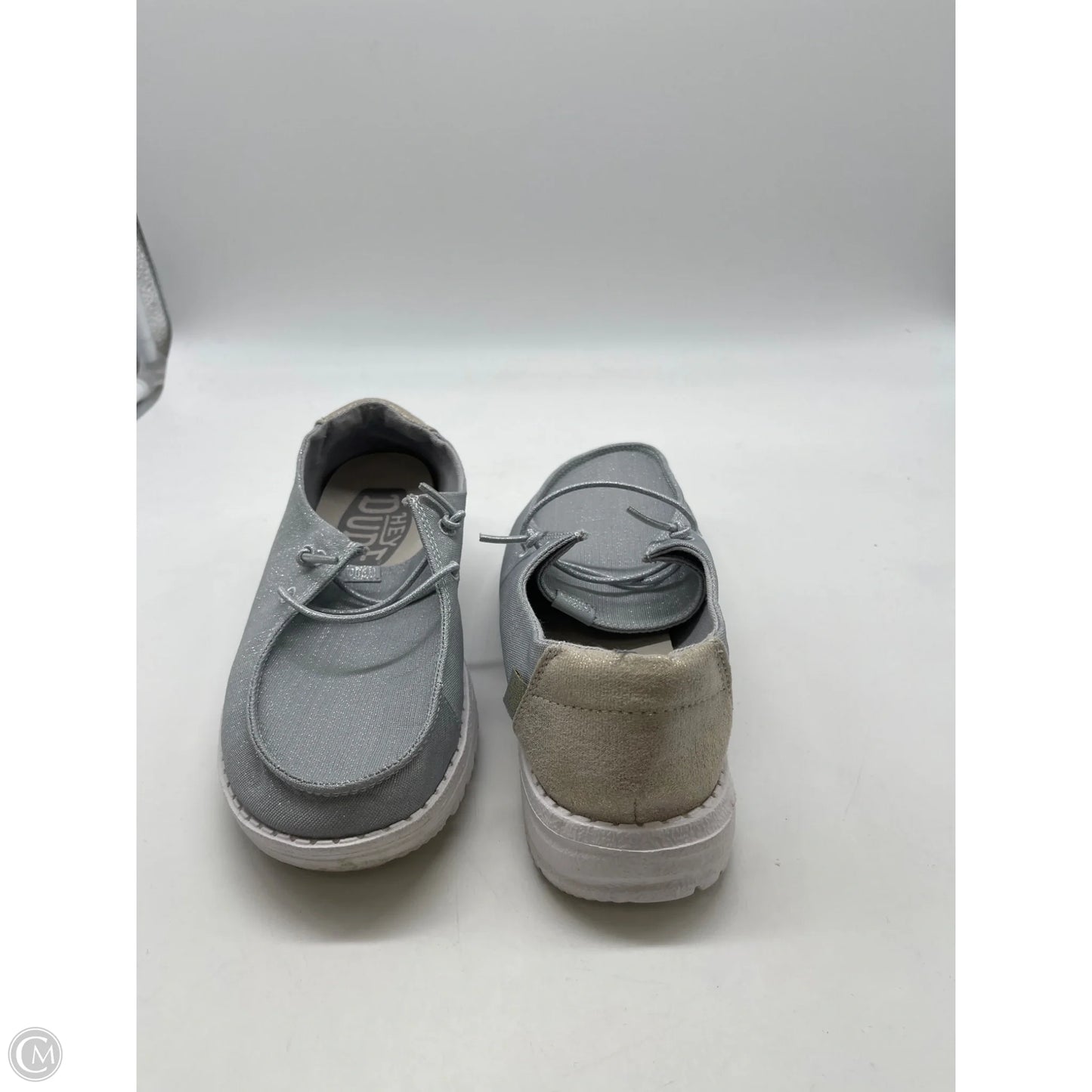 Shoes Flats By Hey Dude In Silver, Size: 5