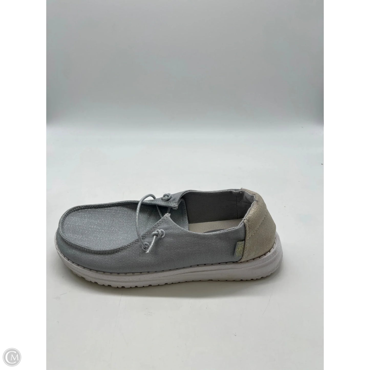 Shoes Flats By Hey Dude In Silver, Size: 5