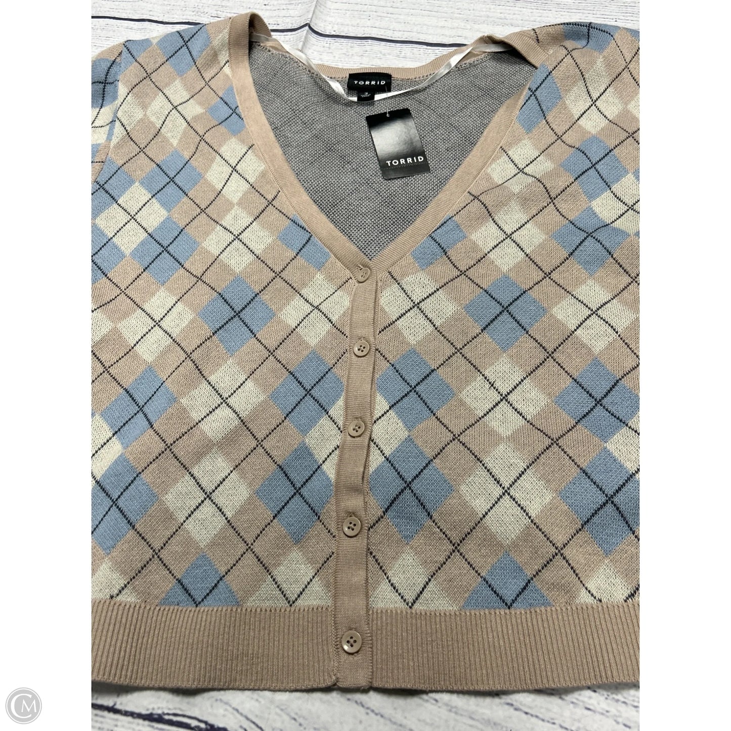 Sweater Cardigan By Torrid In Plaid Pattern, Size: 3x