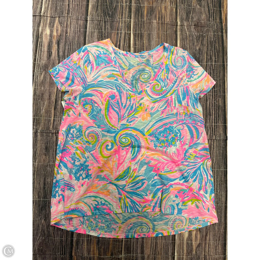 Top Short Sleeve Designer By Lilly Pulitzer In Blue & Pink, Size: 1x