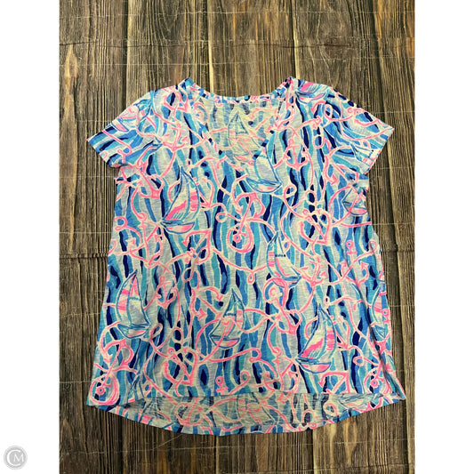 Top Short Sleeve Designer By Lilly Pulitzer In Blue, Size: 1x