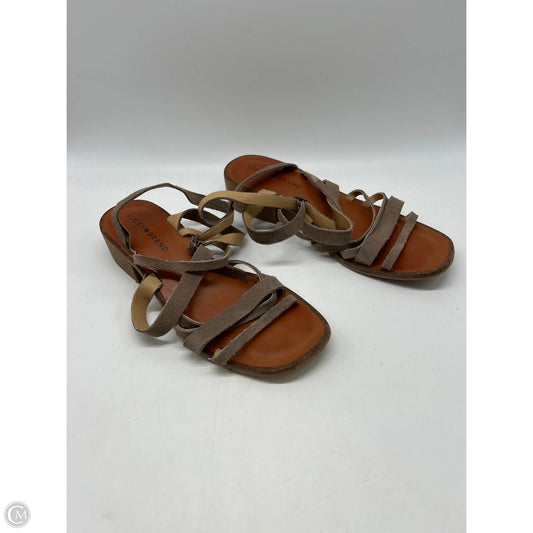 Sandals Heels Kitten By Lucky Brand In Brown, Size: 8.5