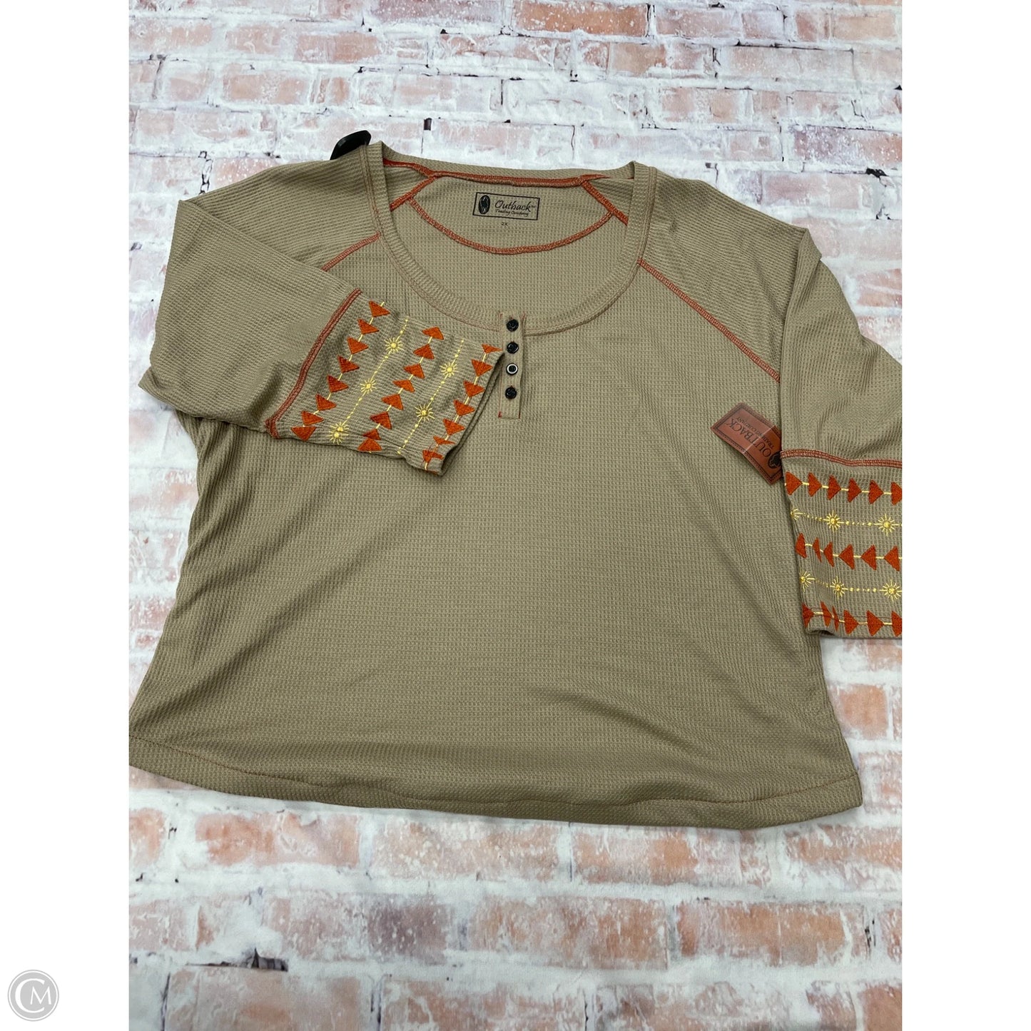 Top Long Sleeve By Clothes Mentor In Brown, Size: 2x