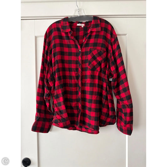 Top Long Sleeve By Maurices In Plaid Pattern, Size: 3x