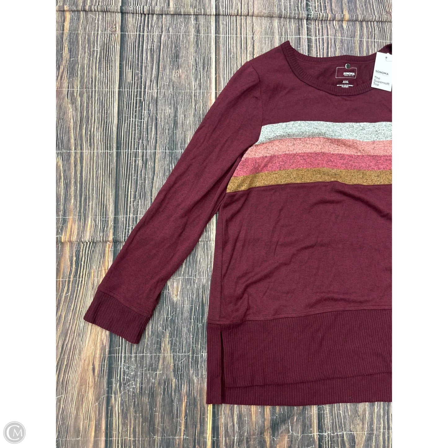 Top Long Sleeve By Sonoma In Red, Size: 1x