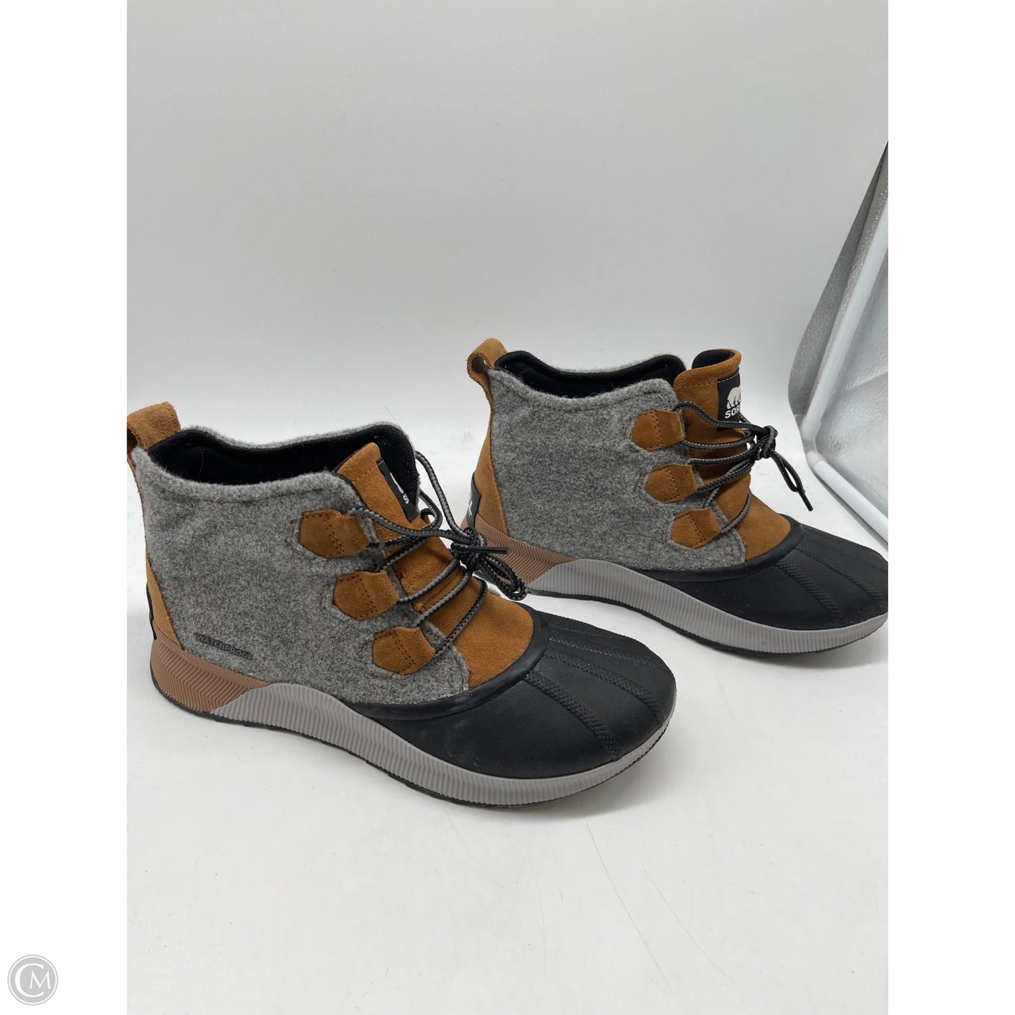 Boots Ankle Heels By Sorel In Brown & Grey, Size: 10