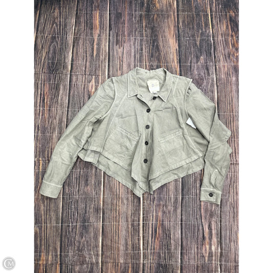 Jacket Shirt By Anthropologie In Green, Size: L