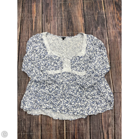 Top Long Sleeve By Torrid In Blue & White, Size: 4x