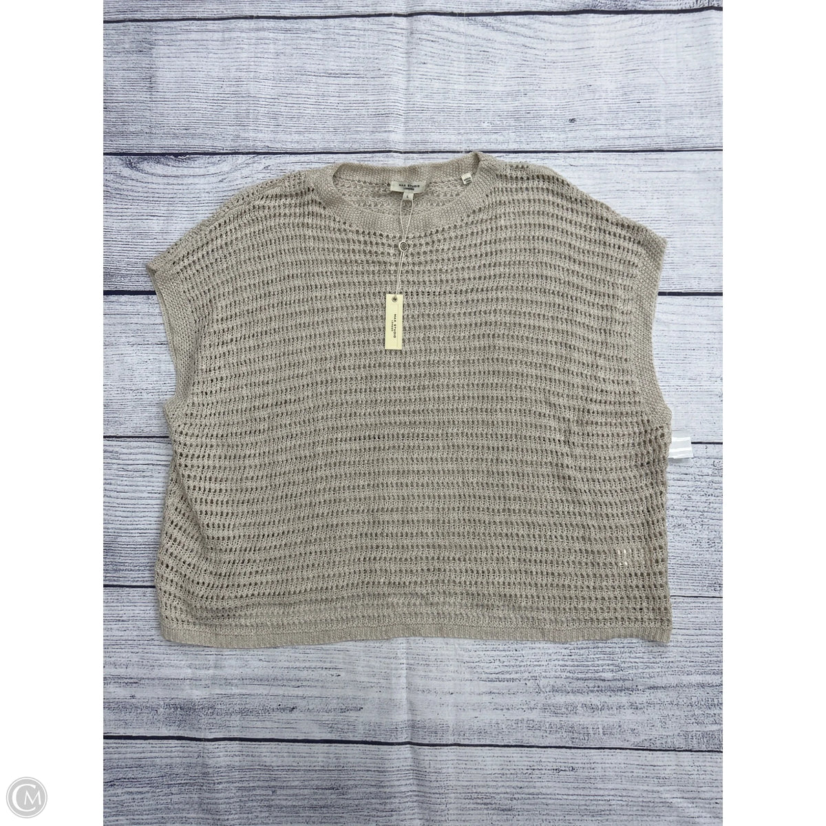 Top Short Sleeve By Max Studio In Tan, Size: L