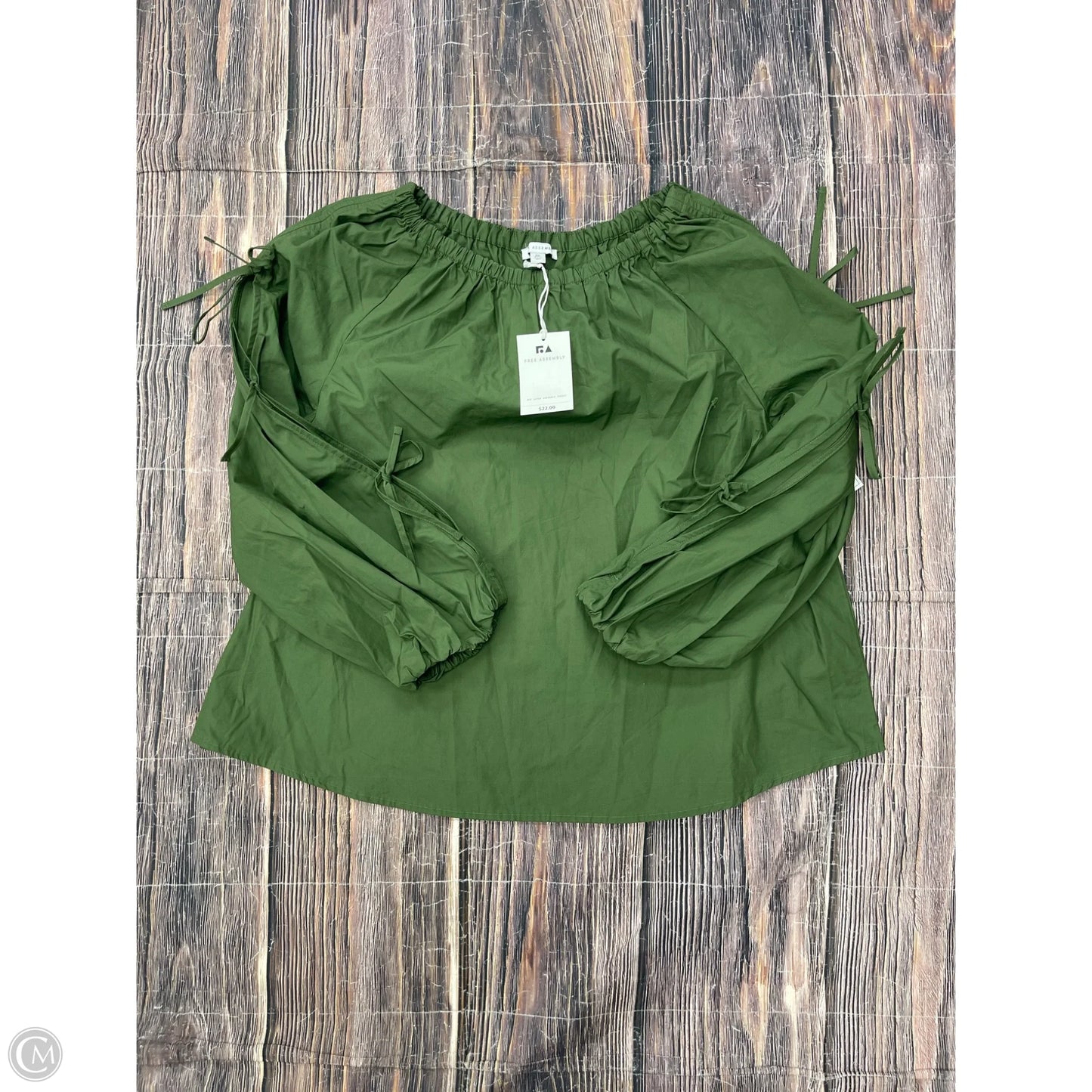 Top Long Sleeve By Free Assembly In Green, Size: 1x