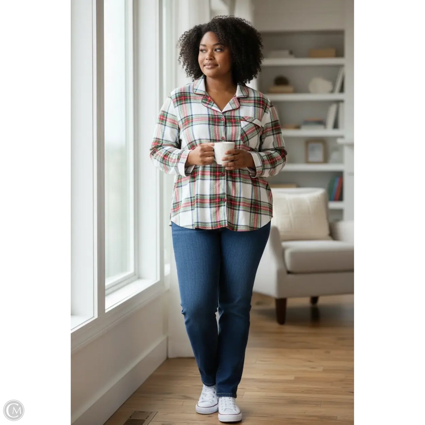 Top Long Sleeve Basic By Clothes Mentor In Plaid Pattern, Size: 3x