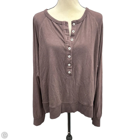 Top Long Sleeve By Aerie In Brown, Size: 1x