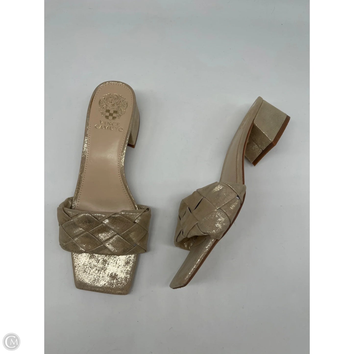 Sandals Heels Block By Vince Camuto In Gold, Size: 8.5