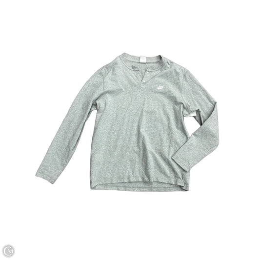 Athletic Top Long Sleeve Collar By Nike Apparel In Grey, Size: L
