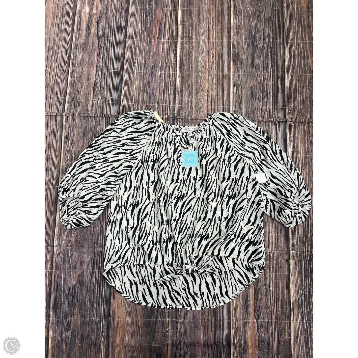 Top 3/4 Sleeve By Hayden Harnett In Black & White, Size: S