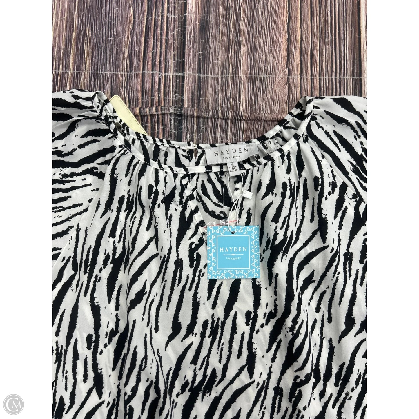 Top 3/4 Sleeve By Hayden Harnett In Black & White, Size: S