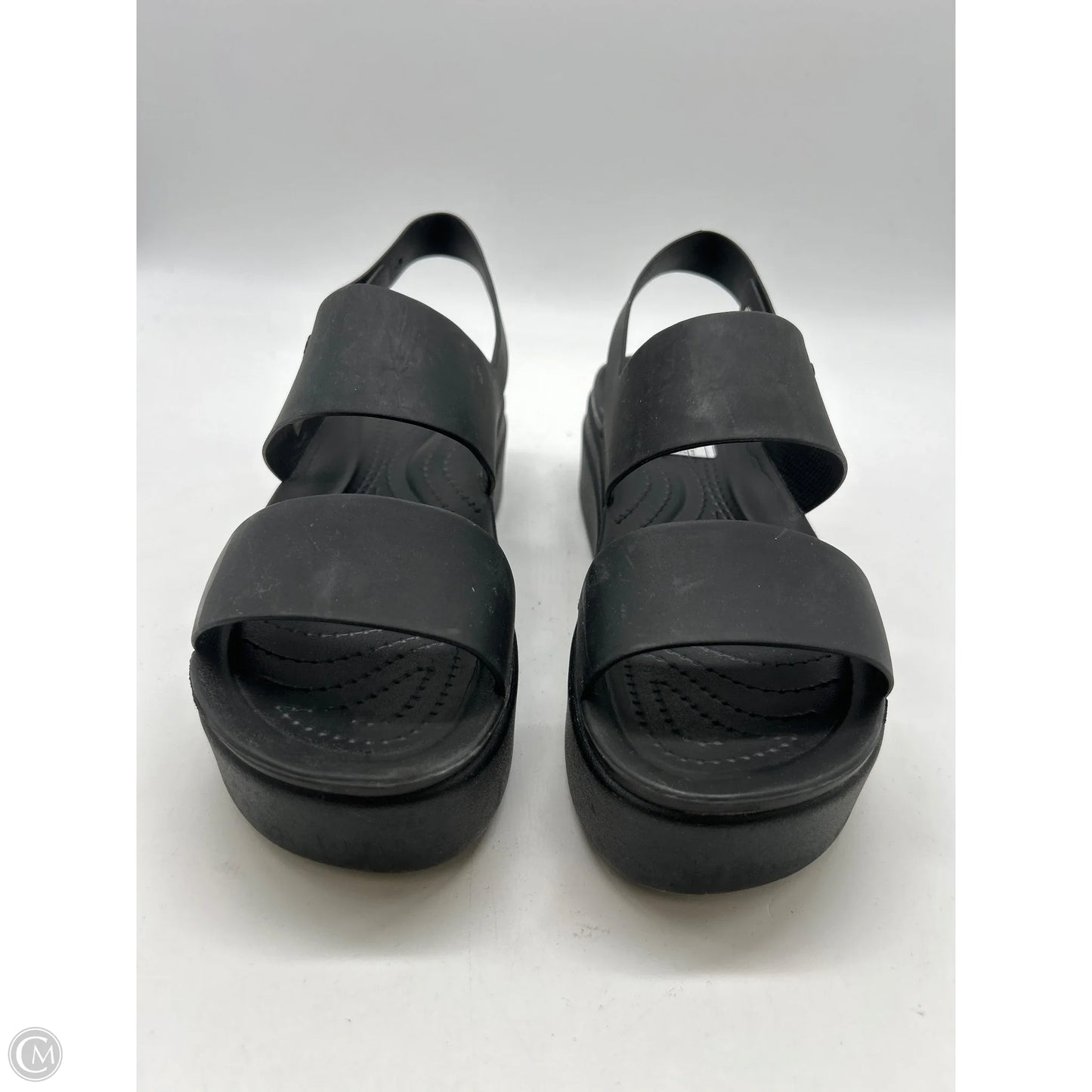Sandals Heels Platform By Crocs In Black, Size: 8