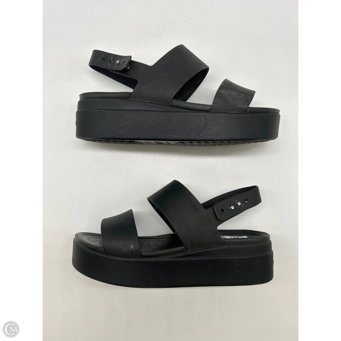Sandals Heels Platform By Crocs In Black, Size: 8