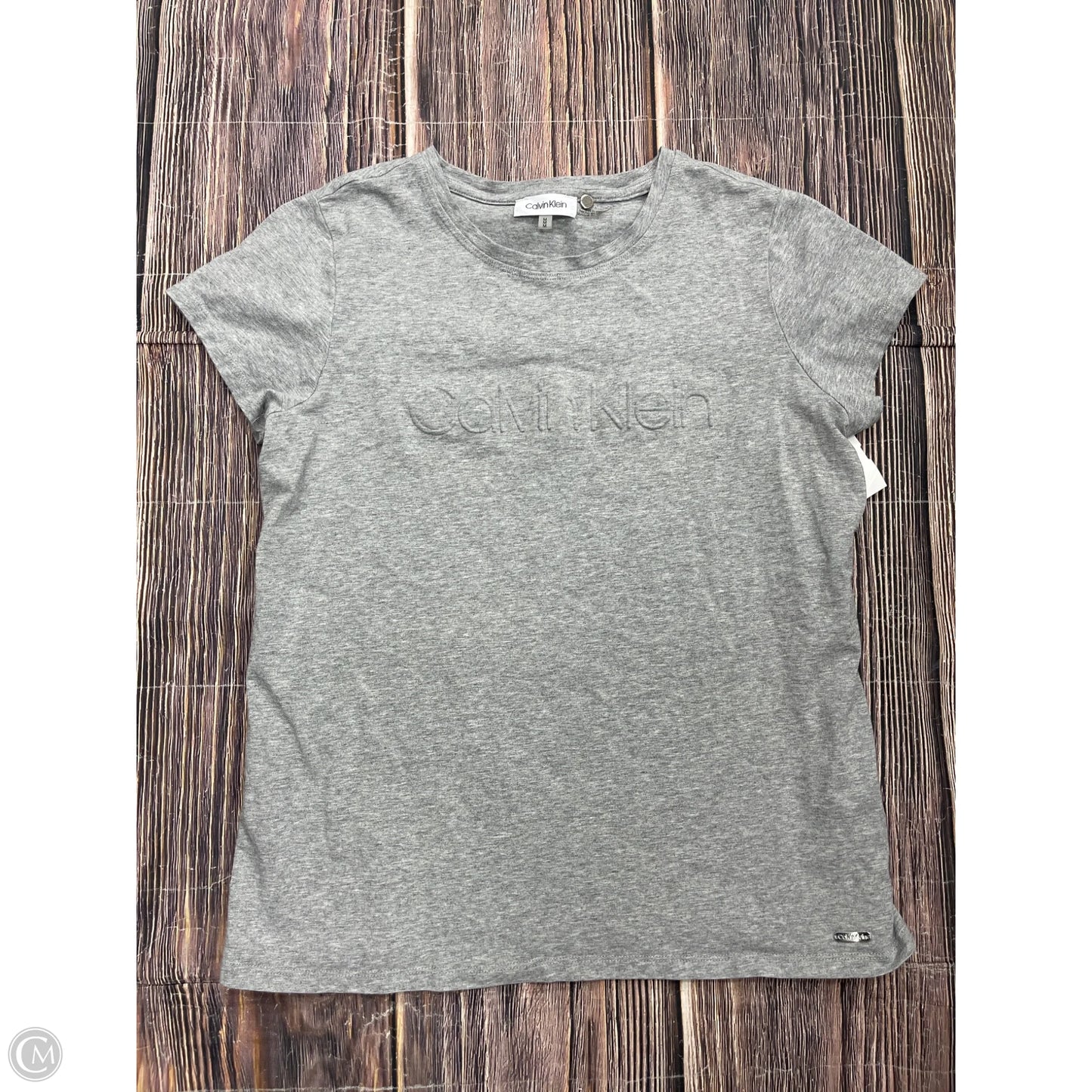 Top Short Sleeve Basic By Calvin Klein In Grey, Size: M