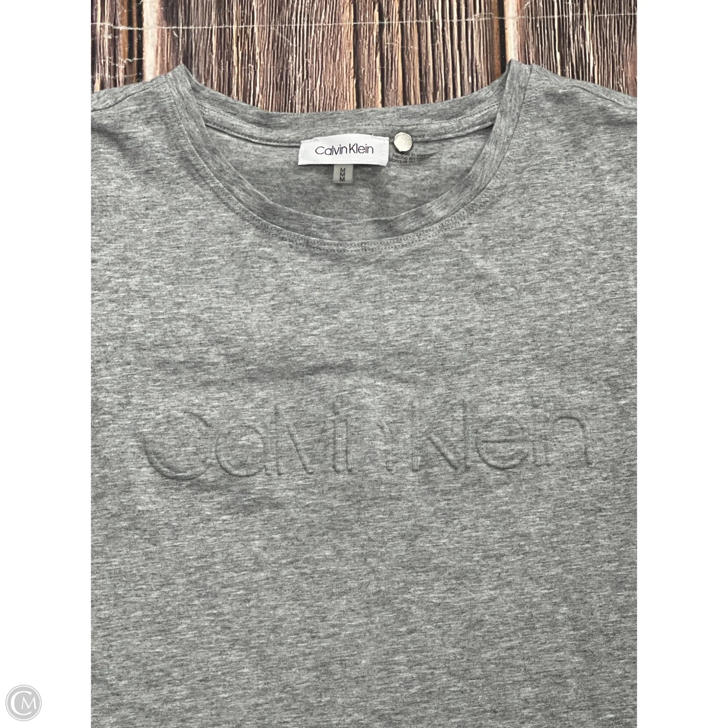 Top Short Sleeve Basic By Calvin Klein In Grey, Size: M
