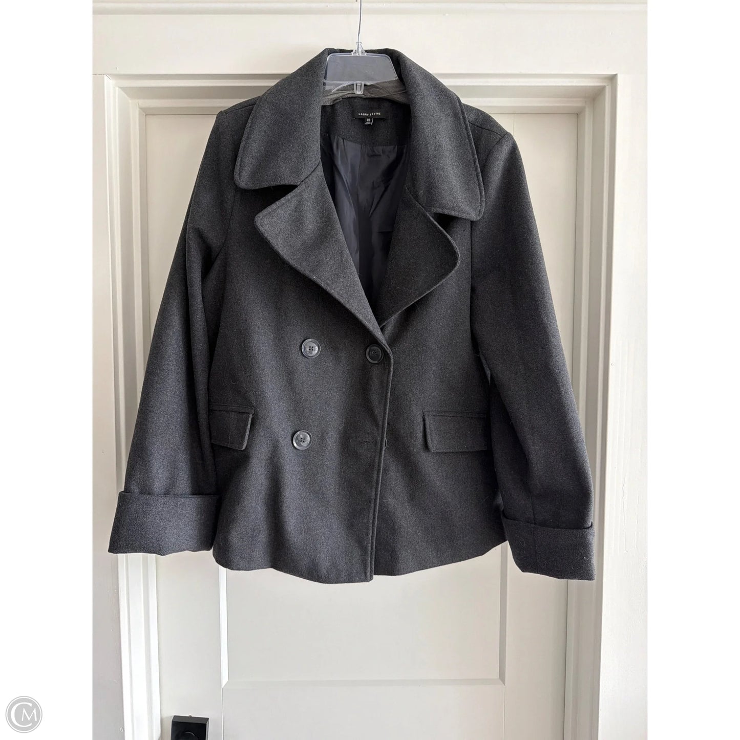 Coat Peacoat By Larry Levine In Black, Size: M