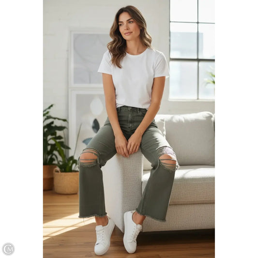 Jeans Wide Leg By Vervet In Green, Size: 6