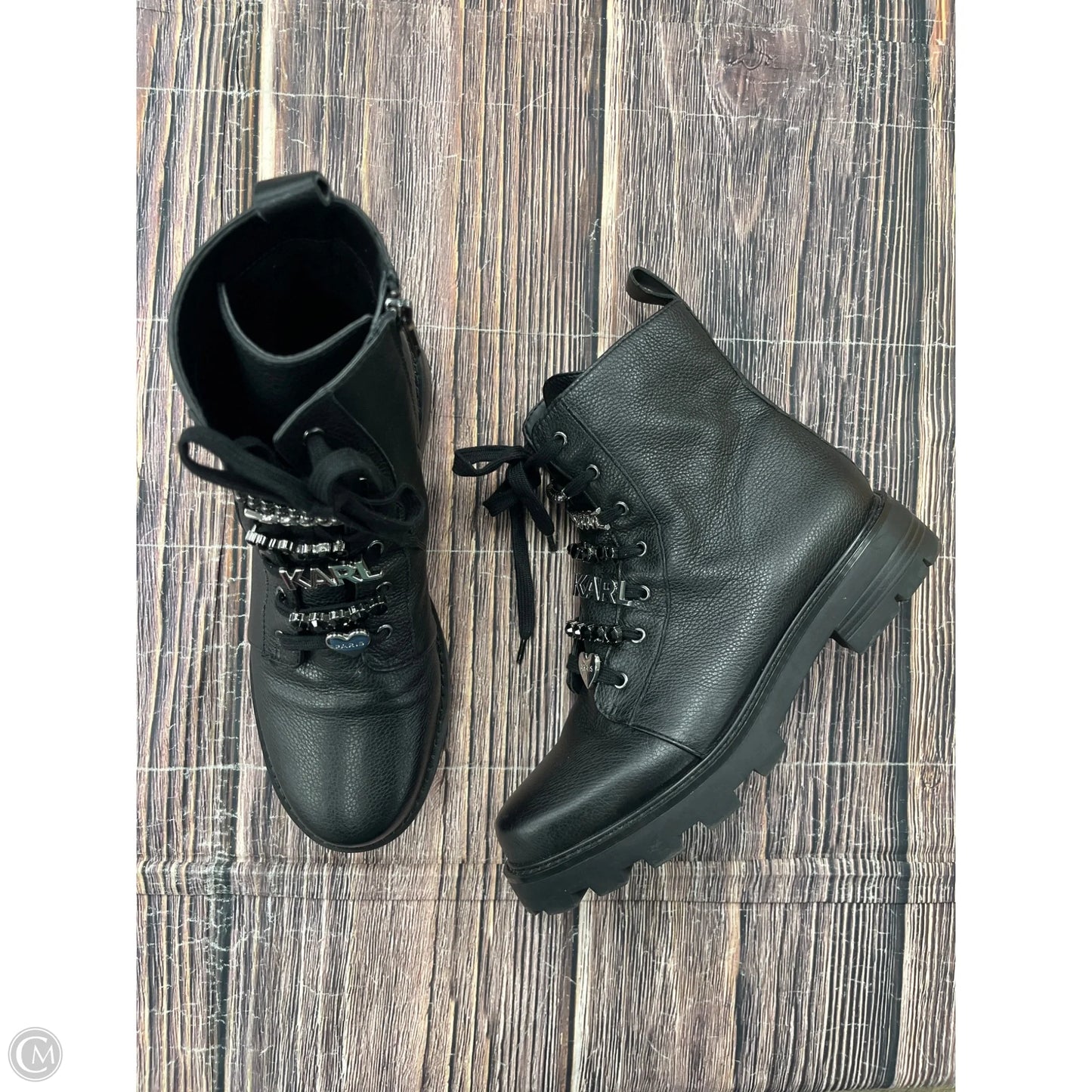 Boots Designer By Karl Lagerfeld In Black, Size: 11