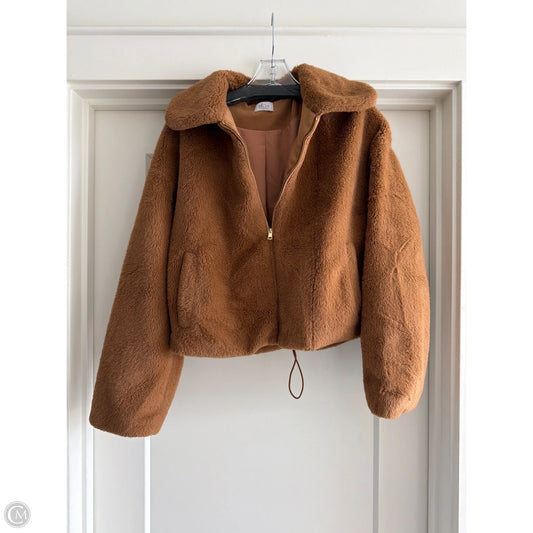 Jacket Faux Fur & Sherpa By Clothes Mentor In Brown, Size: Xs