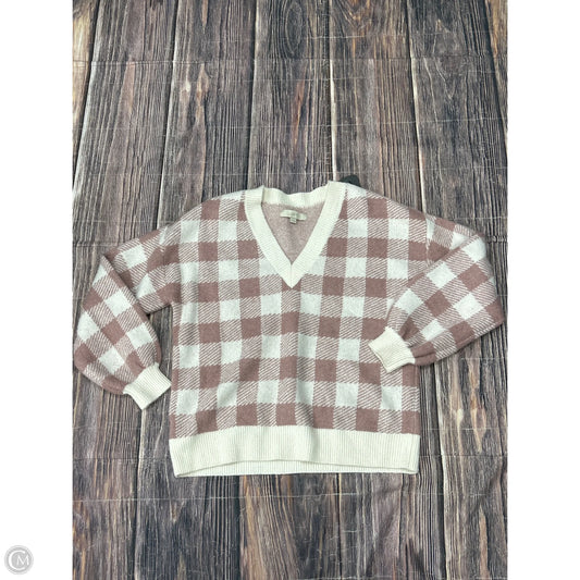 Sweater By Loft In Pink & White, Size: M