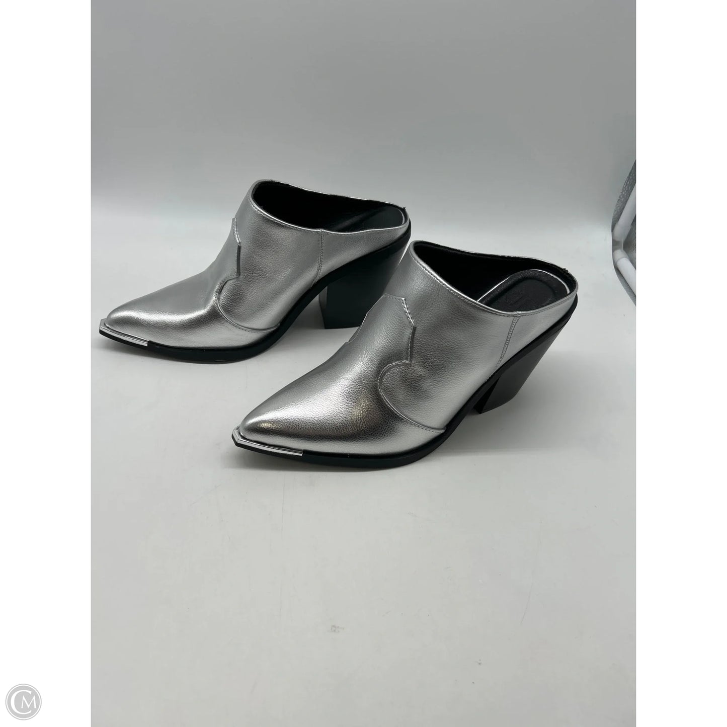 Boots Ankle Heels By Jf In Silver, Size: 8