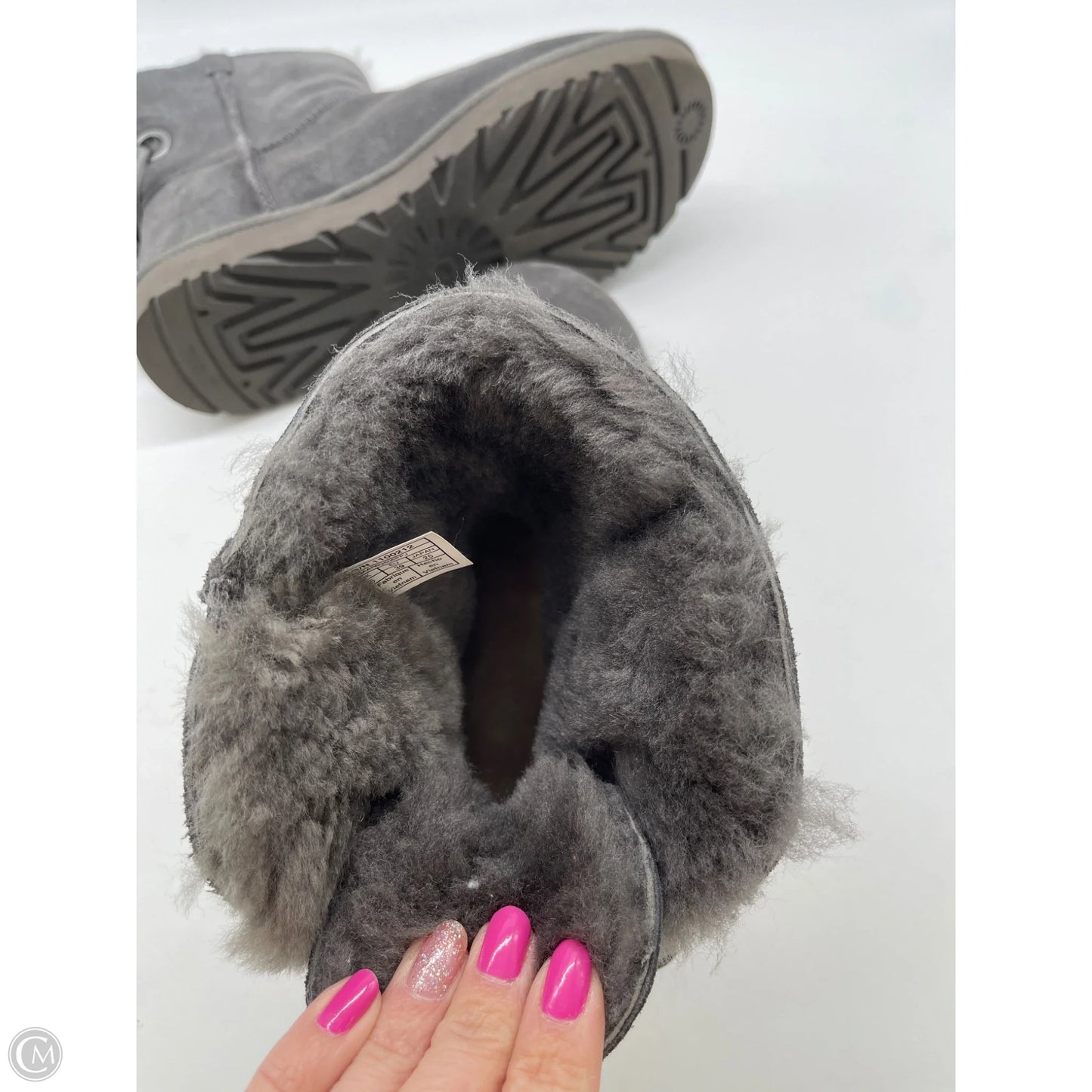 Boots Designer By Ugg In Grey, Size: 8