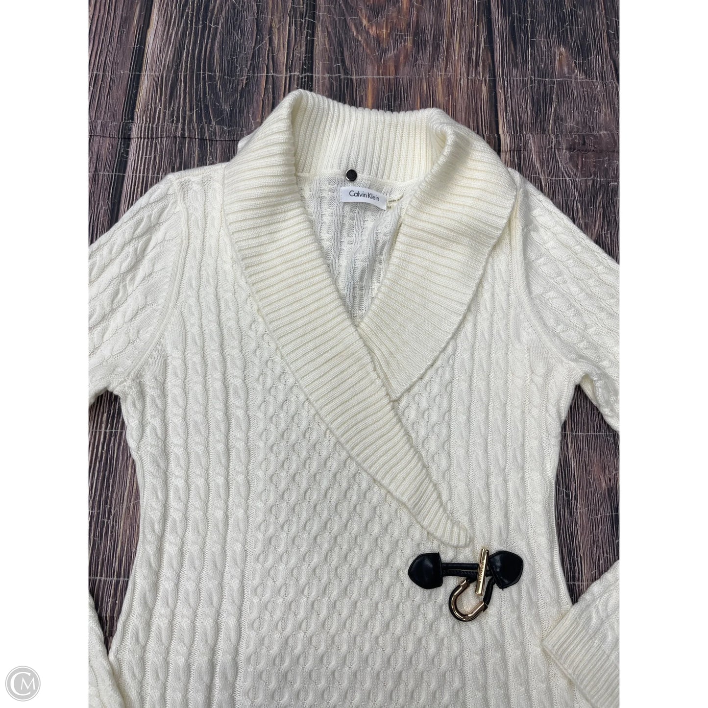 Dress Sweater By Calvin Klein In White, Size: M