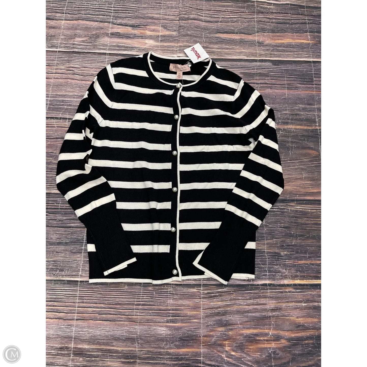 Top Long Sleeve By Philosophy In Black & White, Size: S