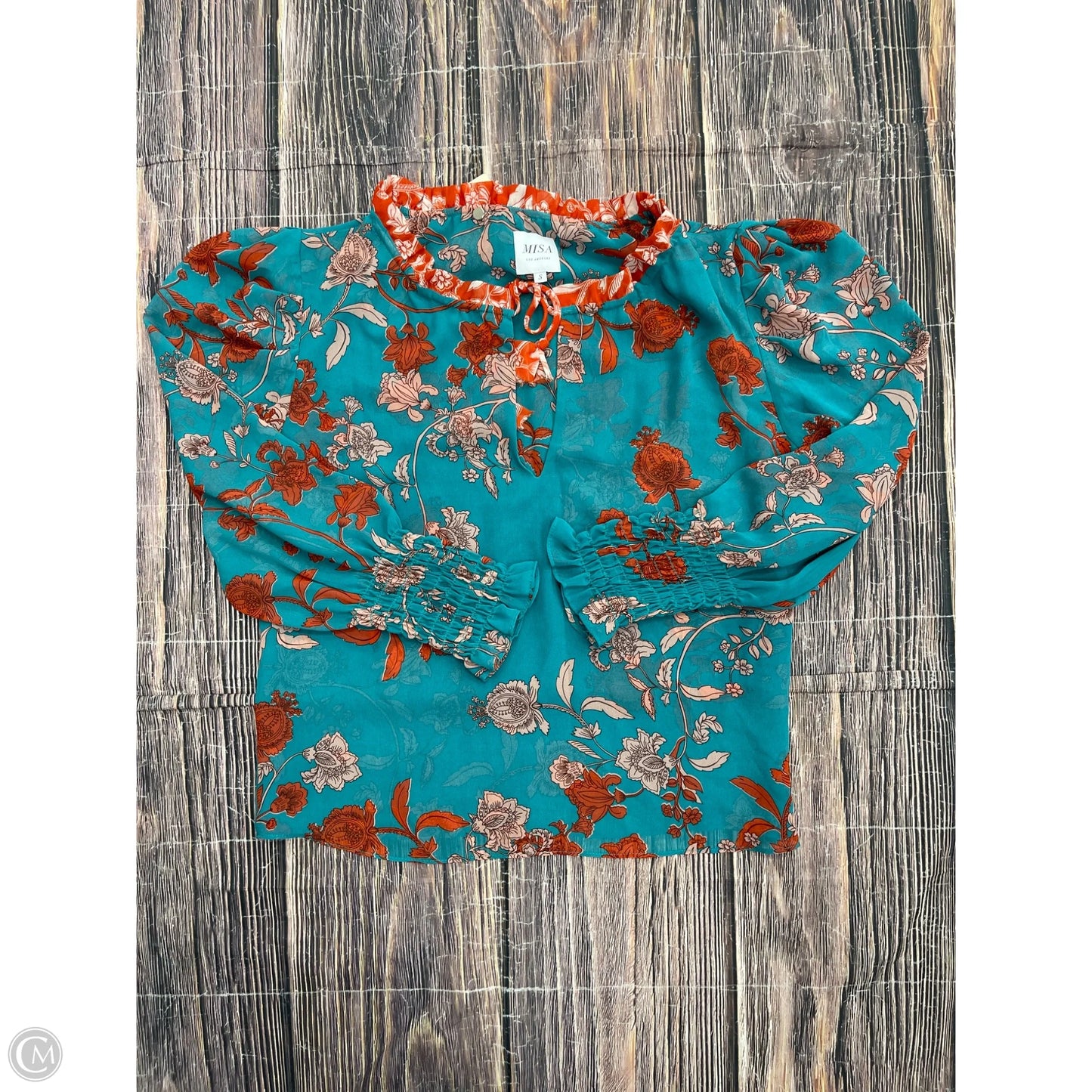 Top Long Sleeve Designer By Misa In Blue, Size: S