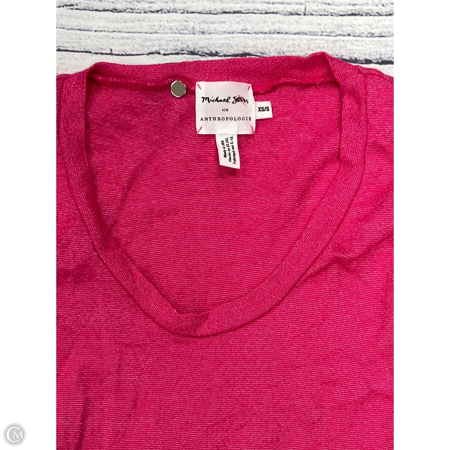 Top Short Sleeve By Anthropologie In Pink, Size: S