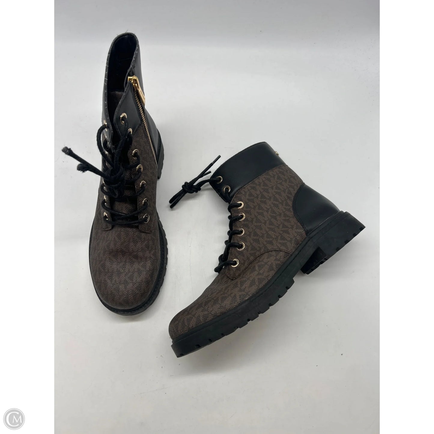 Boots Designer By Michael Kors In Black & Brown, Size: 8