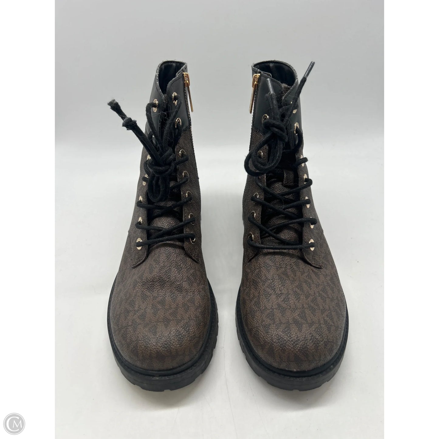 Boots Designer By Michael Kors In Black & Brown, Size: 8