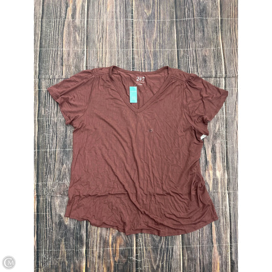 Top Short Sleeve By Maurices In Brown, Size: 1x