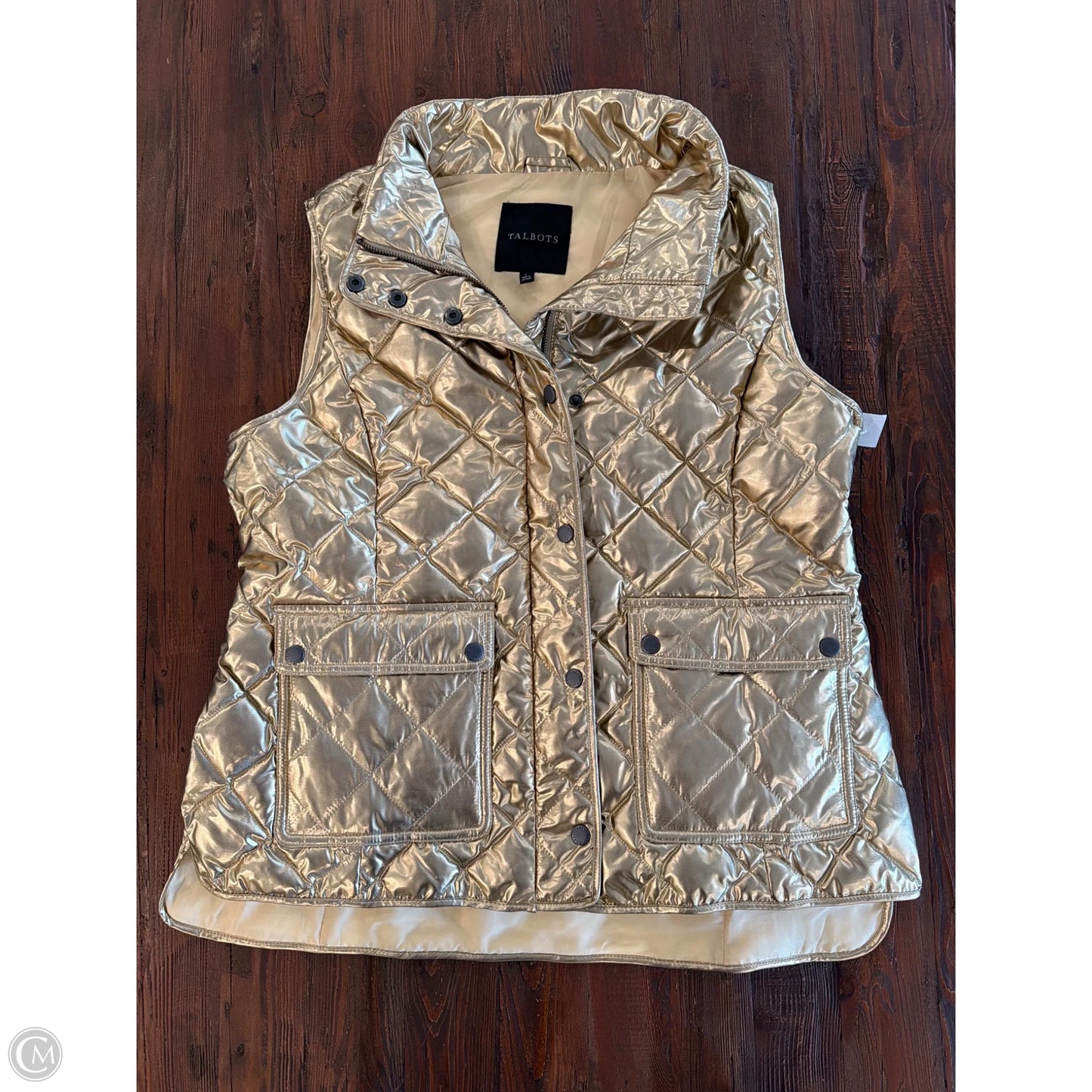 Vest Puffer & Quilted By Talbots In Gold, Size: L