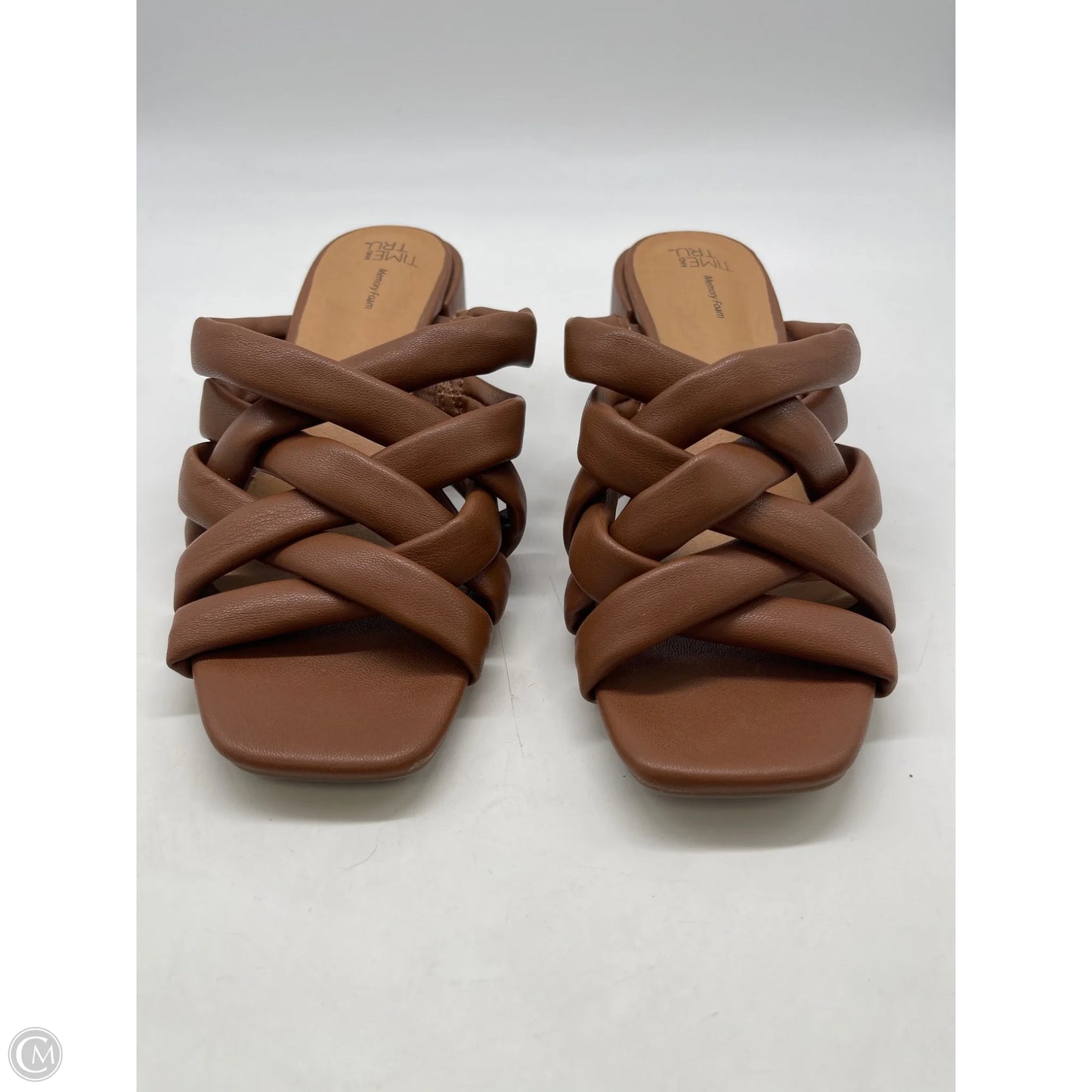 Sandals Heels Block By Time And Tru In Brown, Size: 6